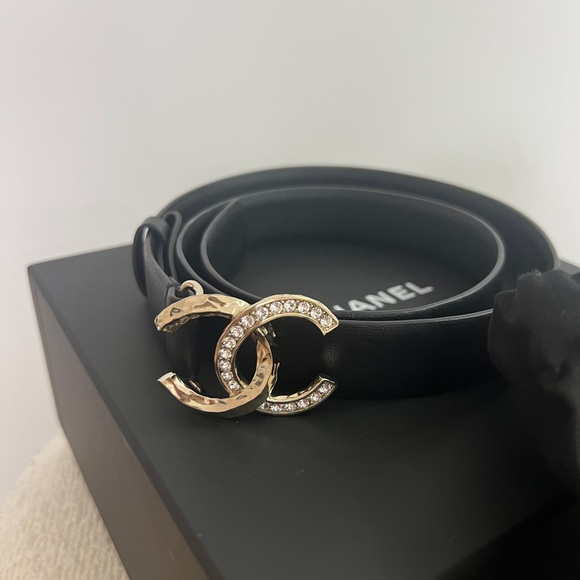 Chanel light gold belt size 70 black leather - Picture 4 of 6